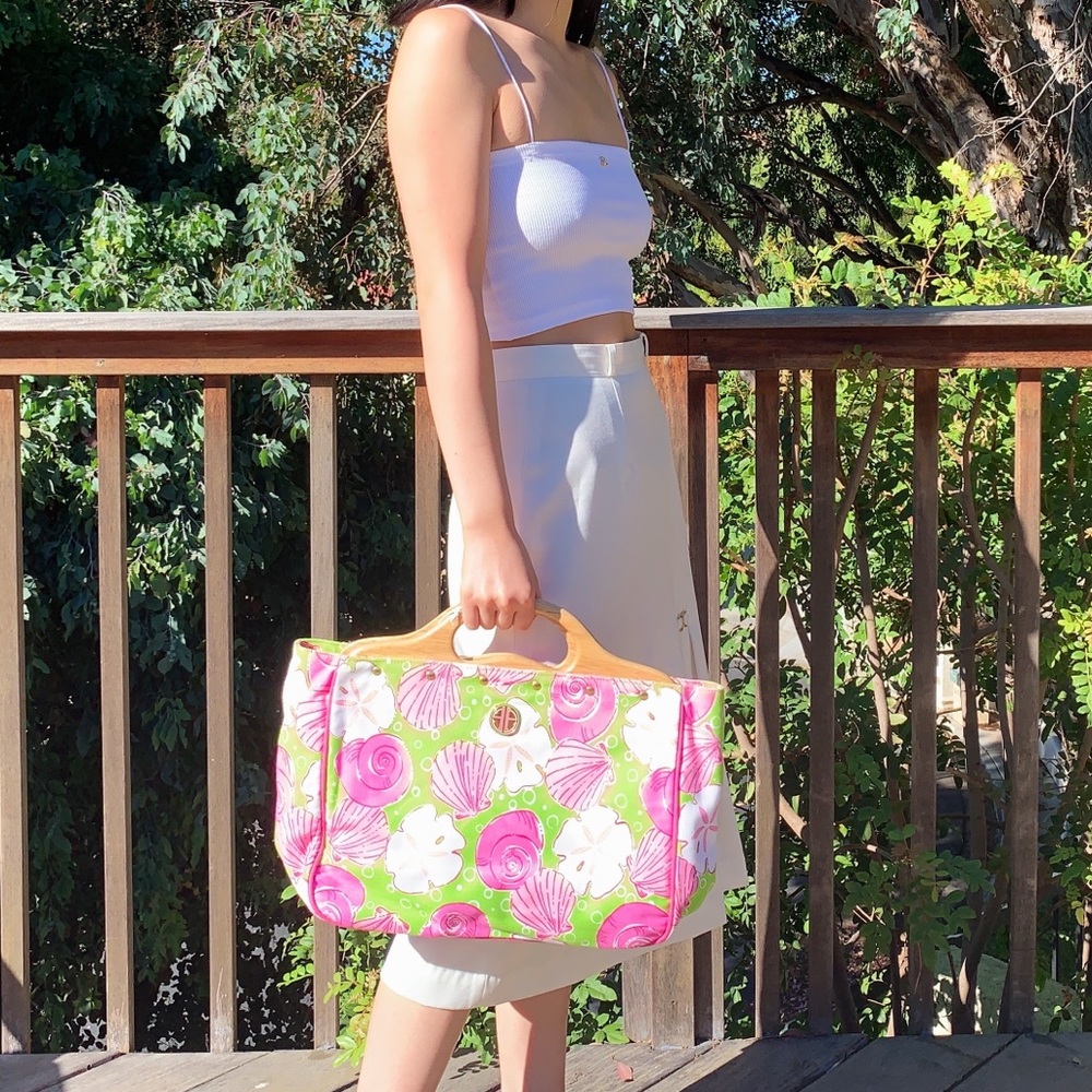 lilly pulitzer garden party hard handle tote bag